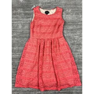 Enfocus Petite Dress‎ Womens 4P Coral Floral Lace Fit & Flare Sleeveless 58995N